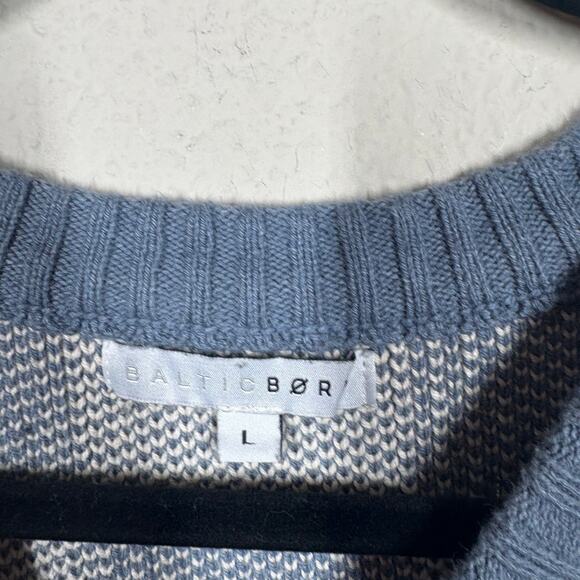 Baltic Born Womens Large Quincy Plaid Crew Neck Sweater Blue Long Sleeves - Picture 9 of 9